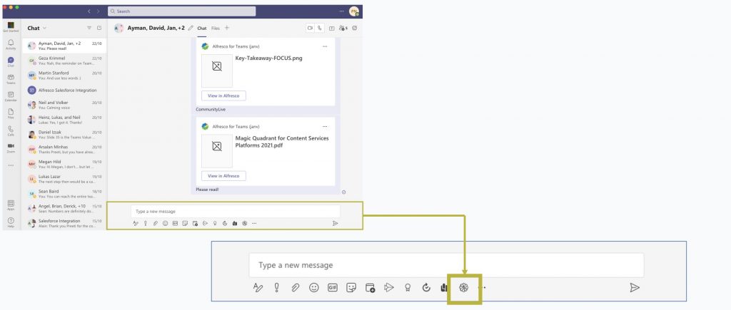 Alfresco connector for Microsoft Teams